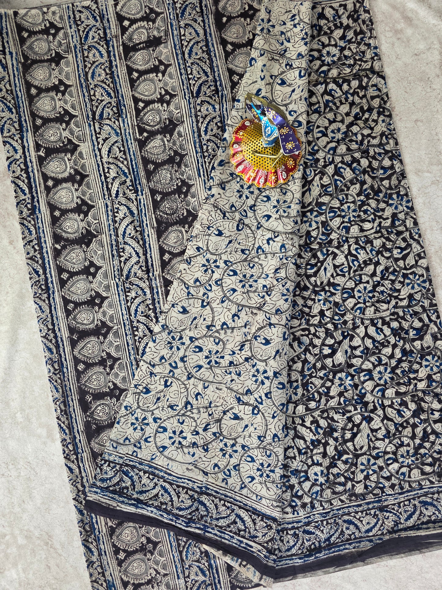 Handblock pure kalamkari cotton saree  - HS3