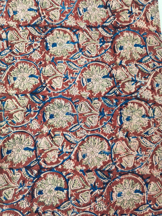 handblock pure kalamkari cotton running material (0.5 meter)- KM32