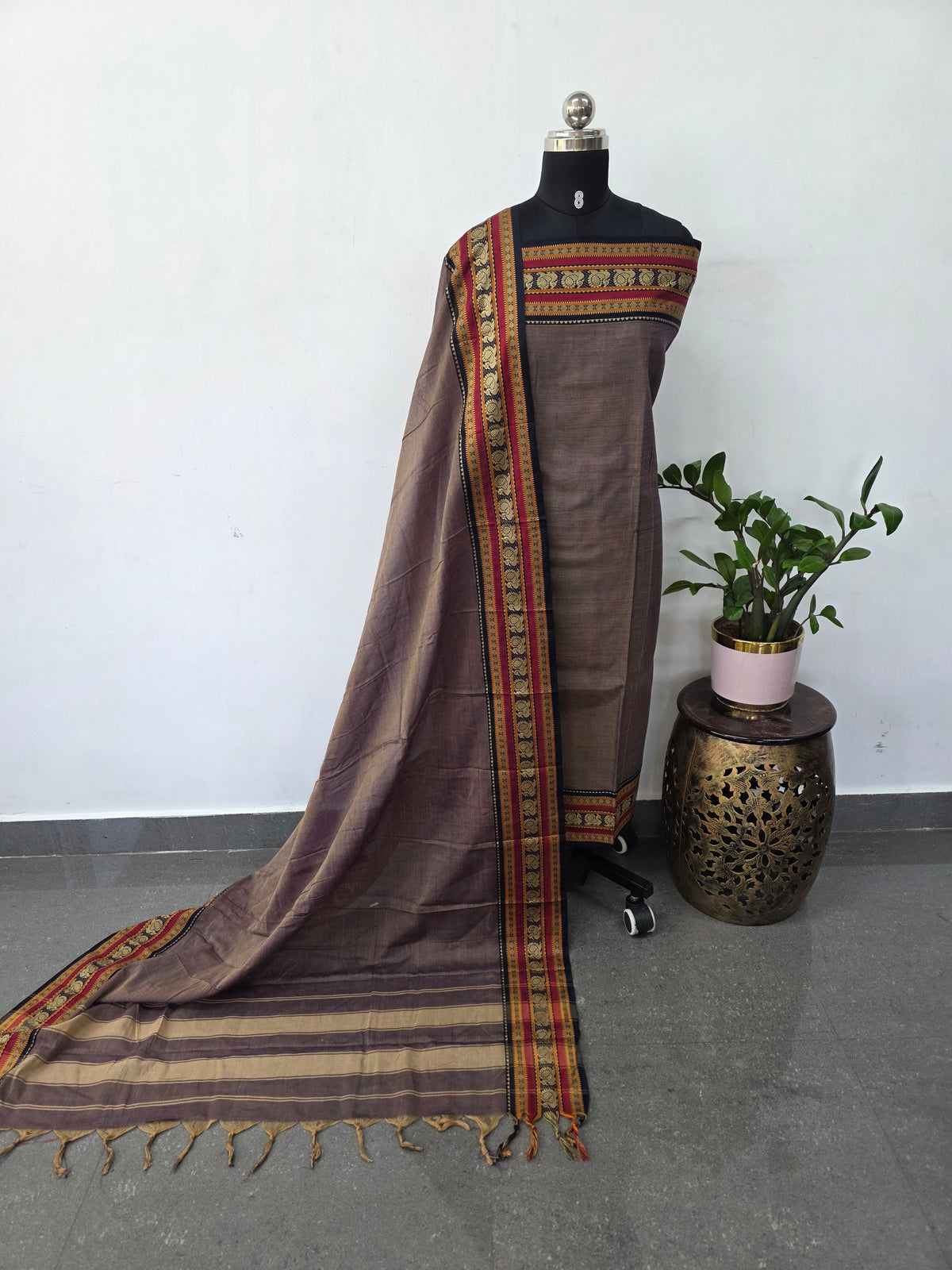 Mercerised narayanapet with peacock border salwar set(4.5 meters)-NA731
