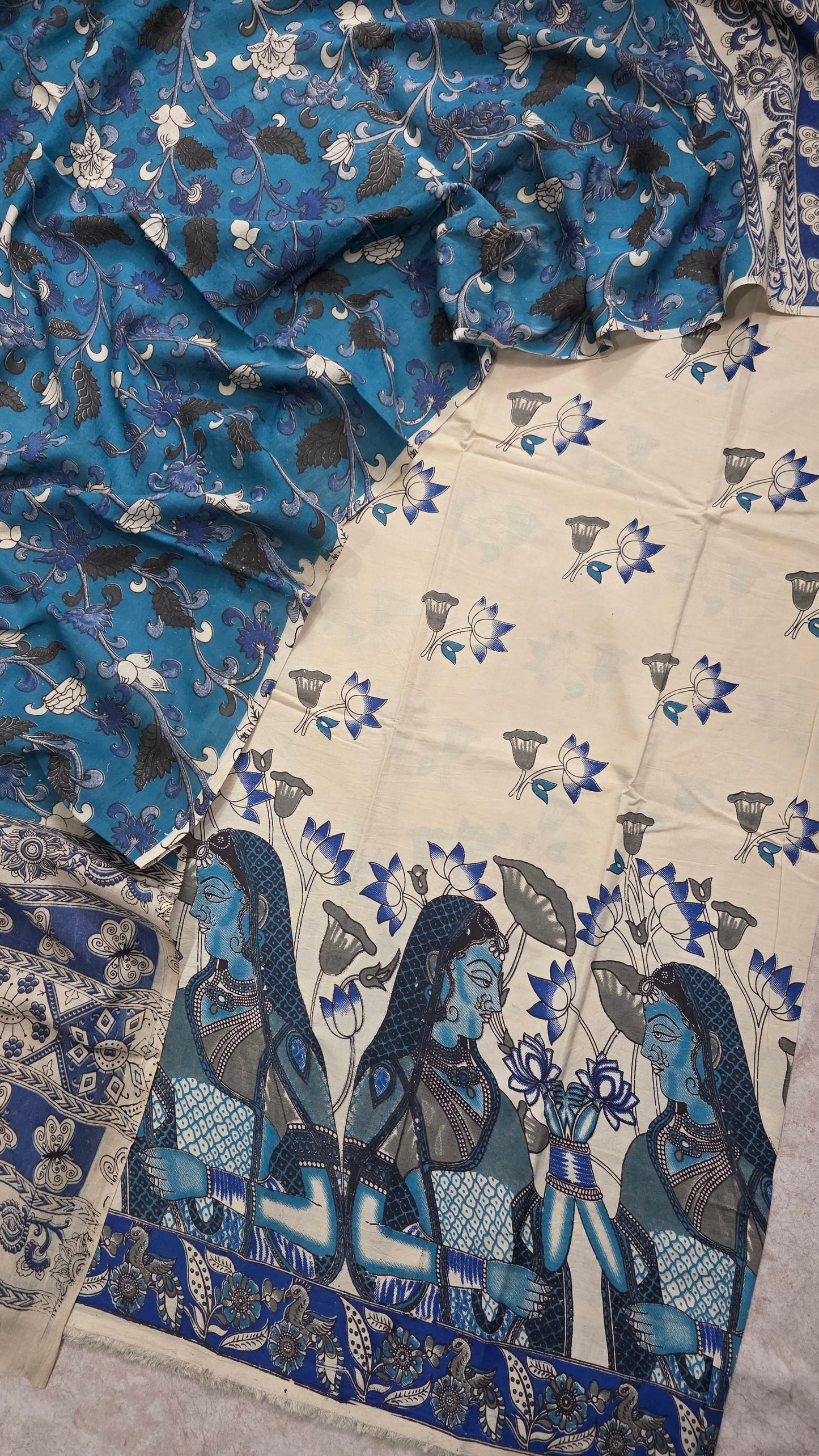 Penkalamkari- inspired kalamkari cotton set - RV177