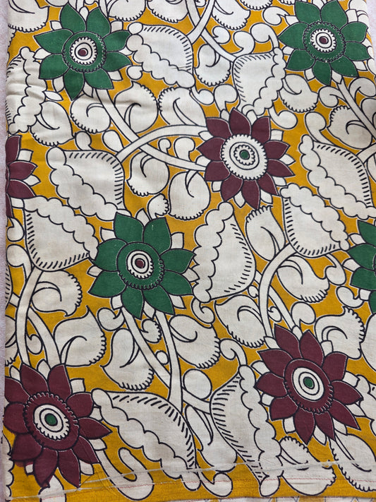 Pure silk kalamkari running material (1 meter)- KM73