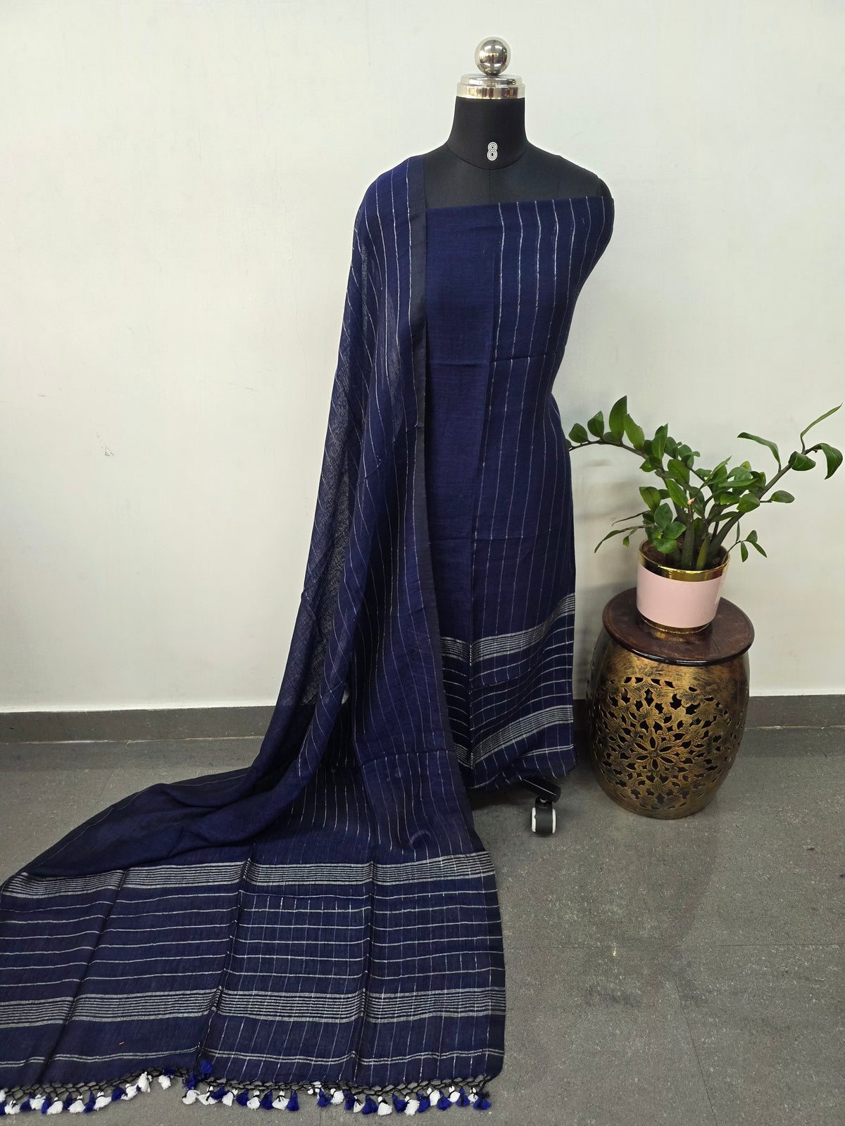 Premium checked handloom linen jamdhani set -JMM519