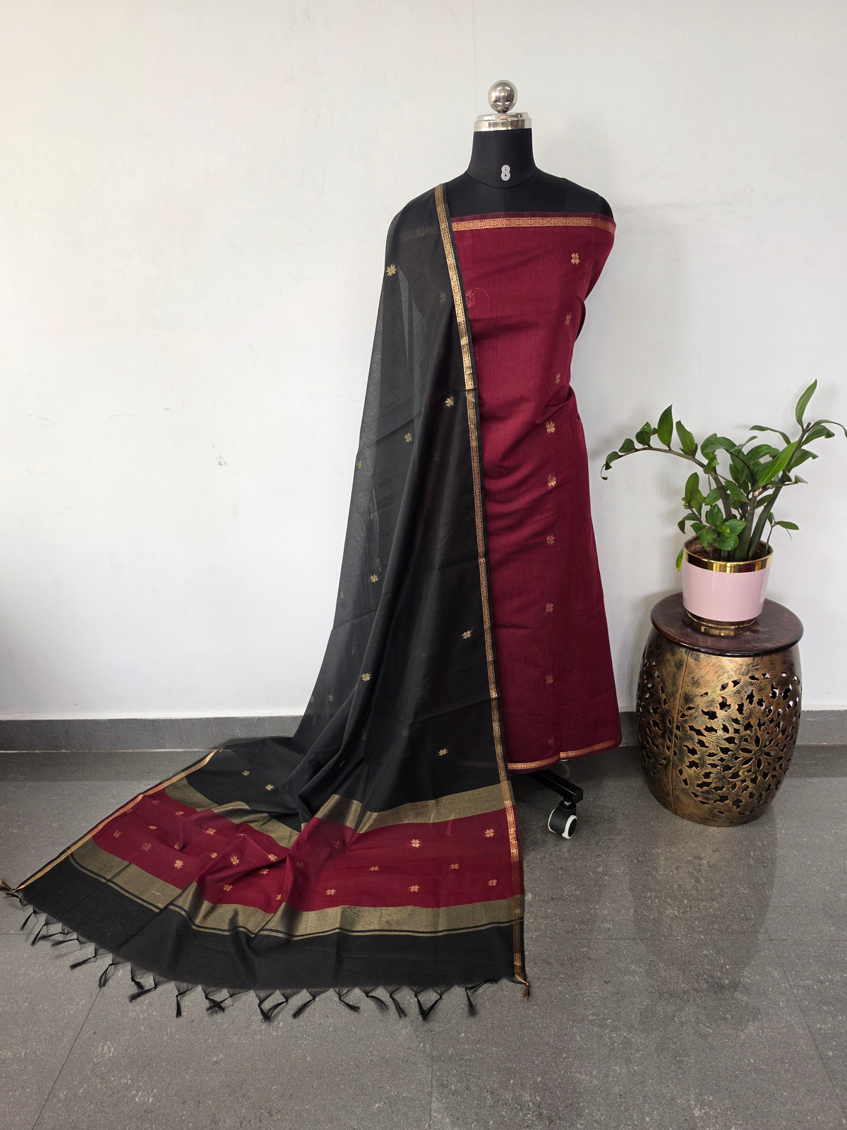 Semi Maheshwari silk set (black) -SM301