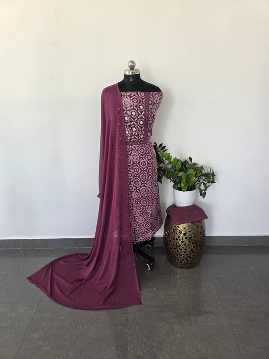 Pure kota set with chiffon shawl- KC2