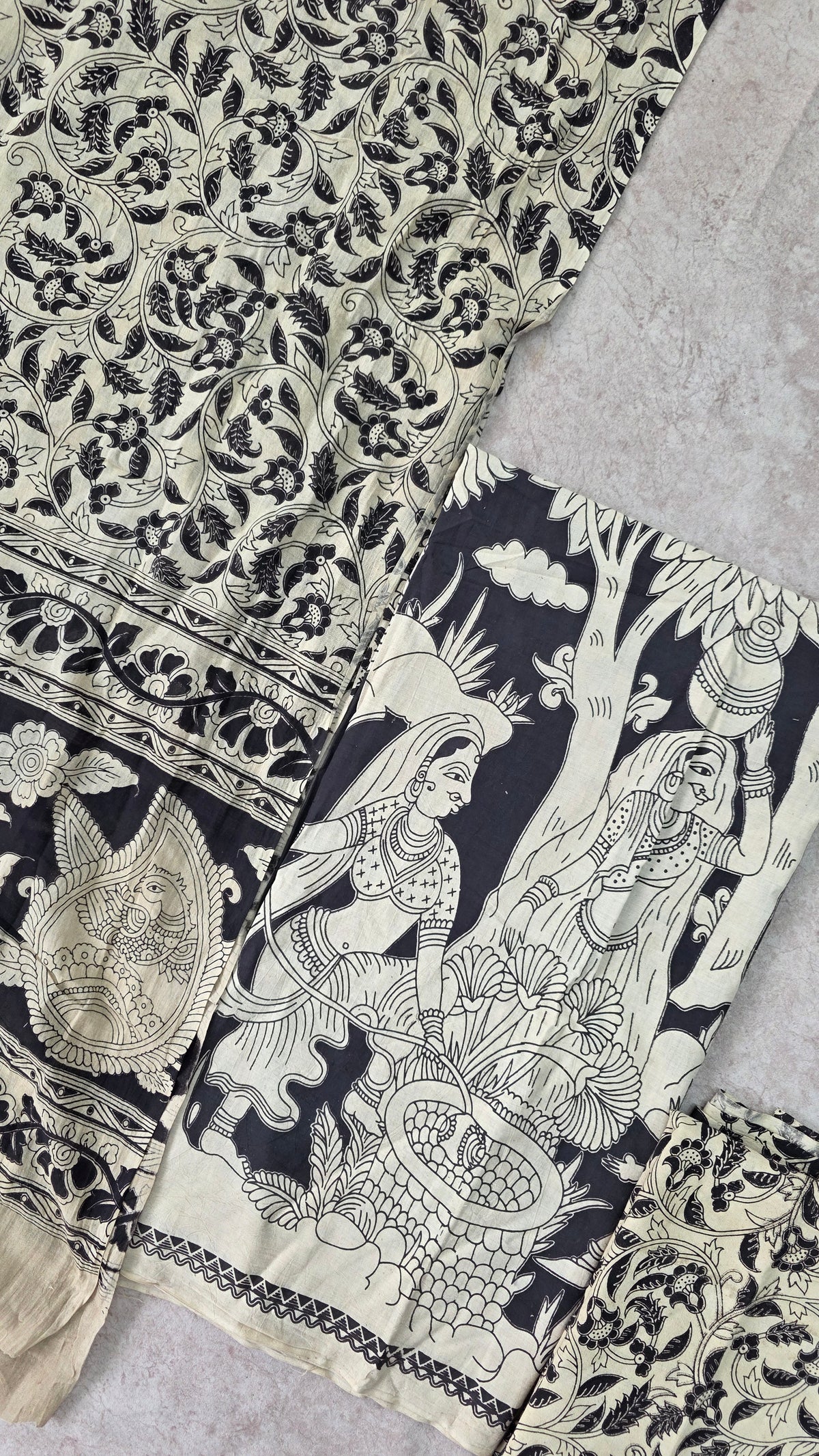 Handcrafted kalamkari cotton set (3 pc) -AK578