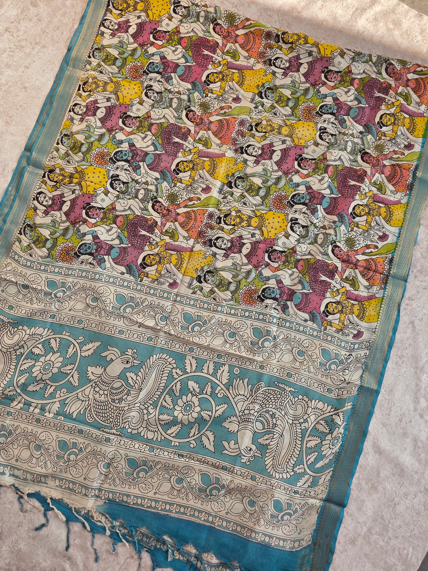 Pure chennuri kalamkari silk duppatta - D3