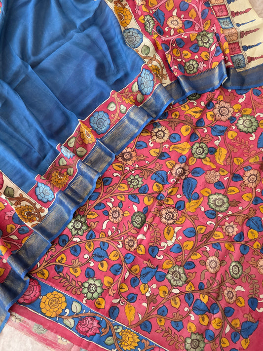Handcrafted Kalahasthi Penkalamkari bangalore silk set- HP20