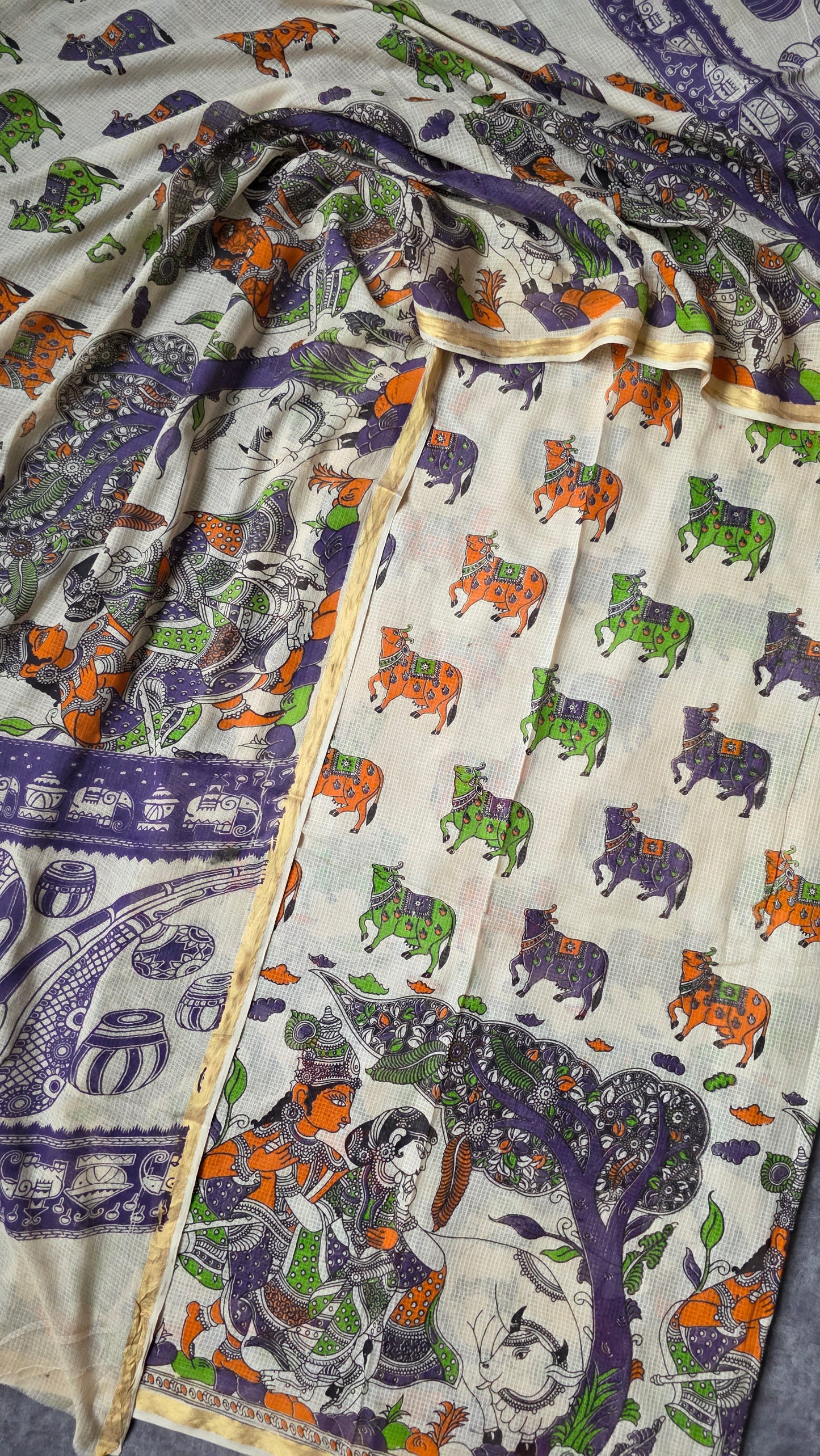 Handcrafted Kota kalamkari set (2 pc set )- AK310