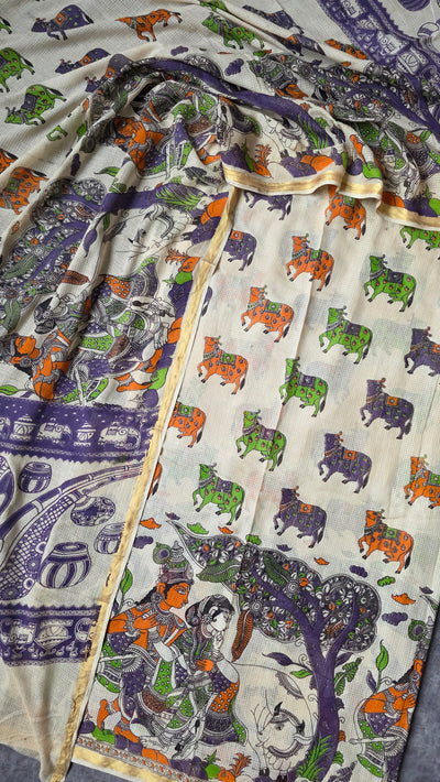 Handcrafted Kota kalamkari set (2 pc set) - AK310