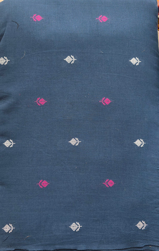 Mercerised cords pure handloom cotton running material ( 5 mtrs ) - blue