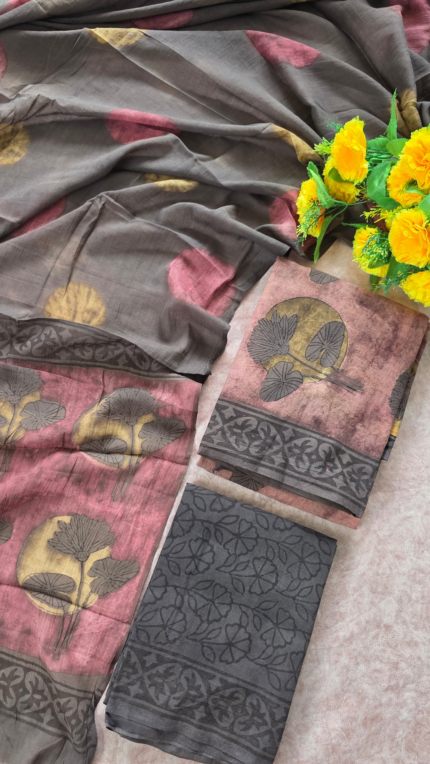 Nashpal Ajrakh Handblock Jaipuri pure cotton set - JA841
