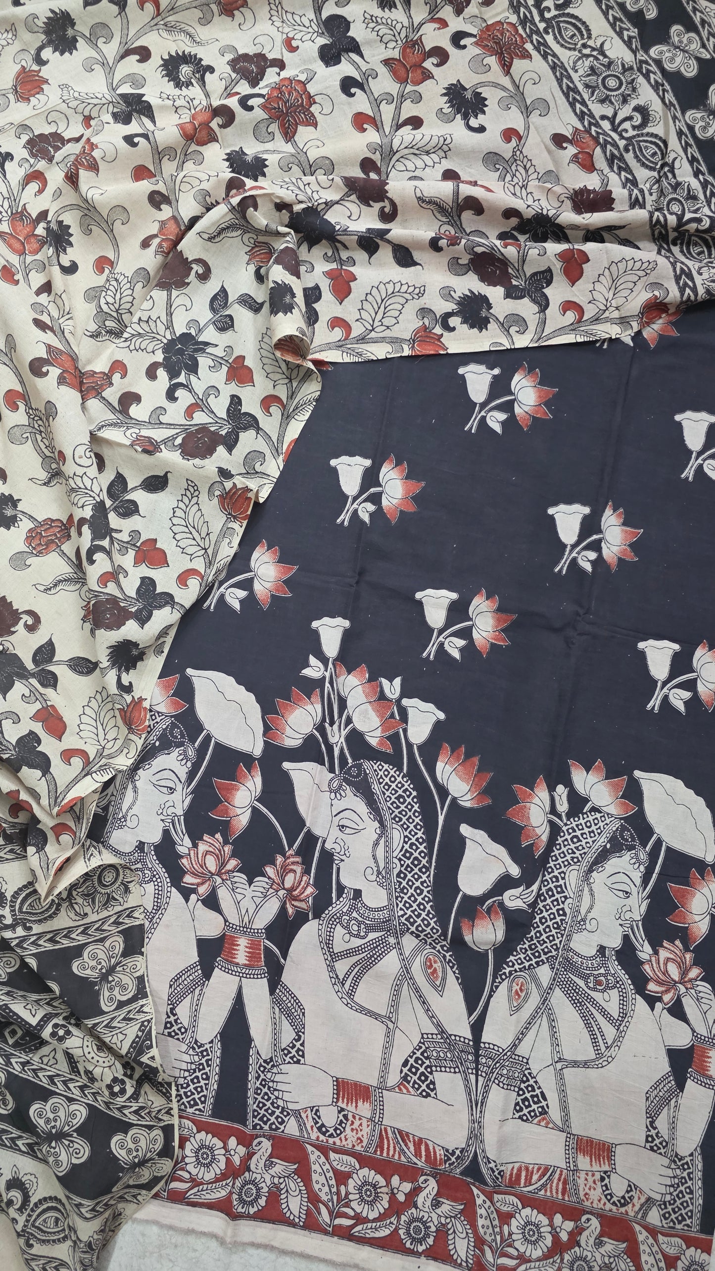 Penkalamkari- inspired kalamkari cotton set - RV184