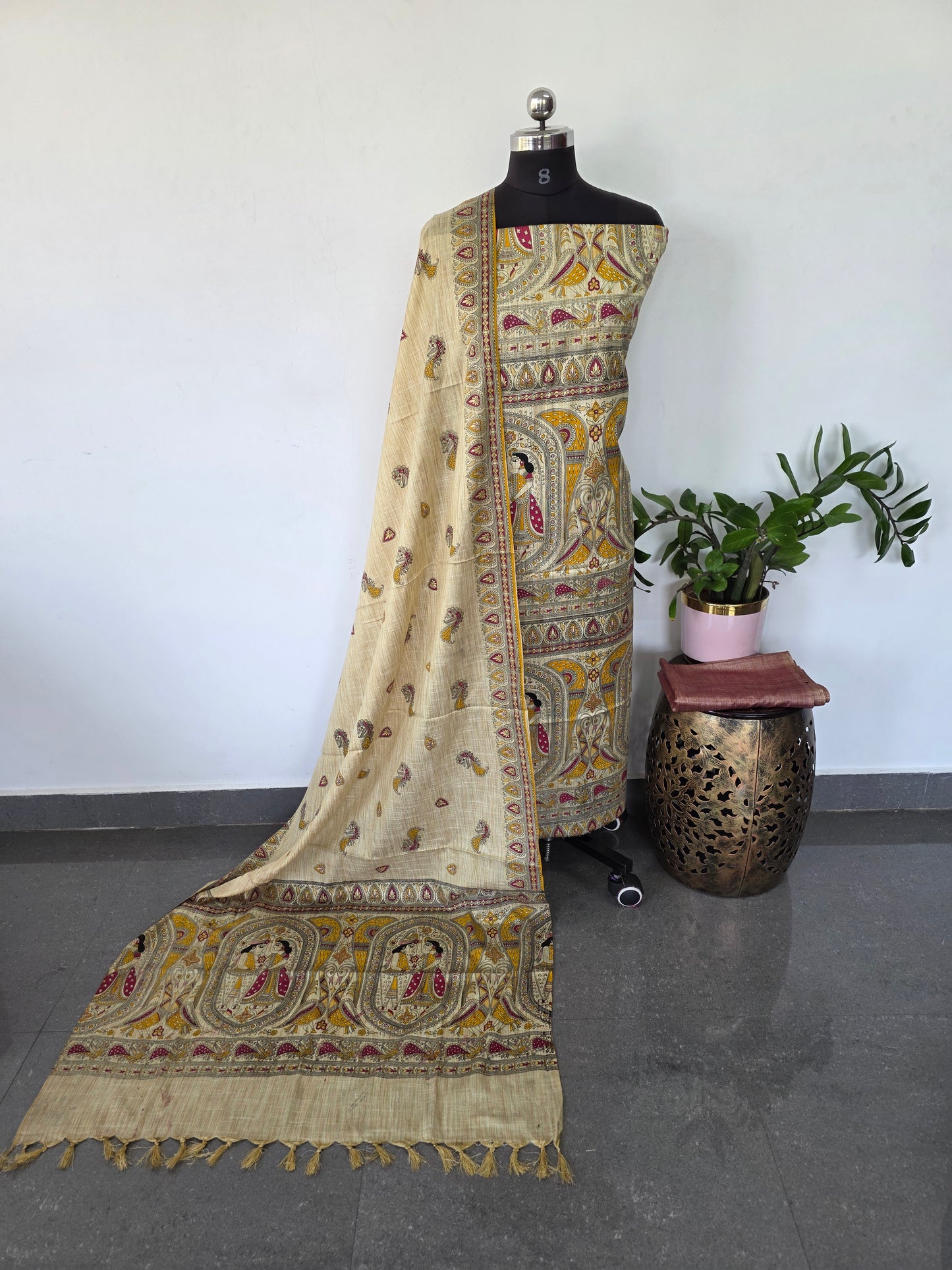 Bhagalpuri Madhubani silk set - BA472