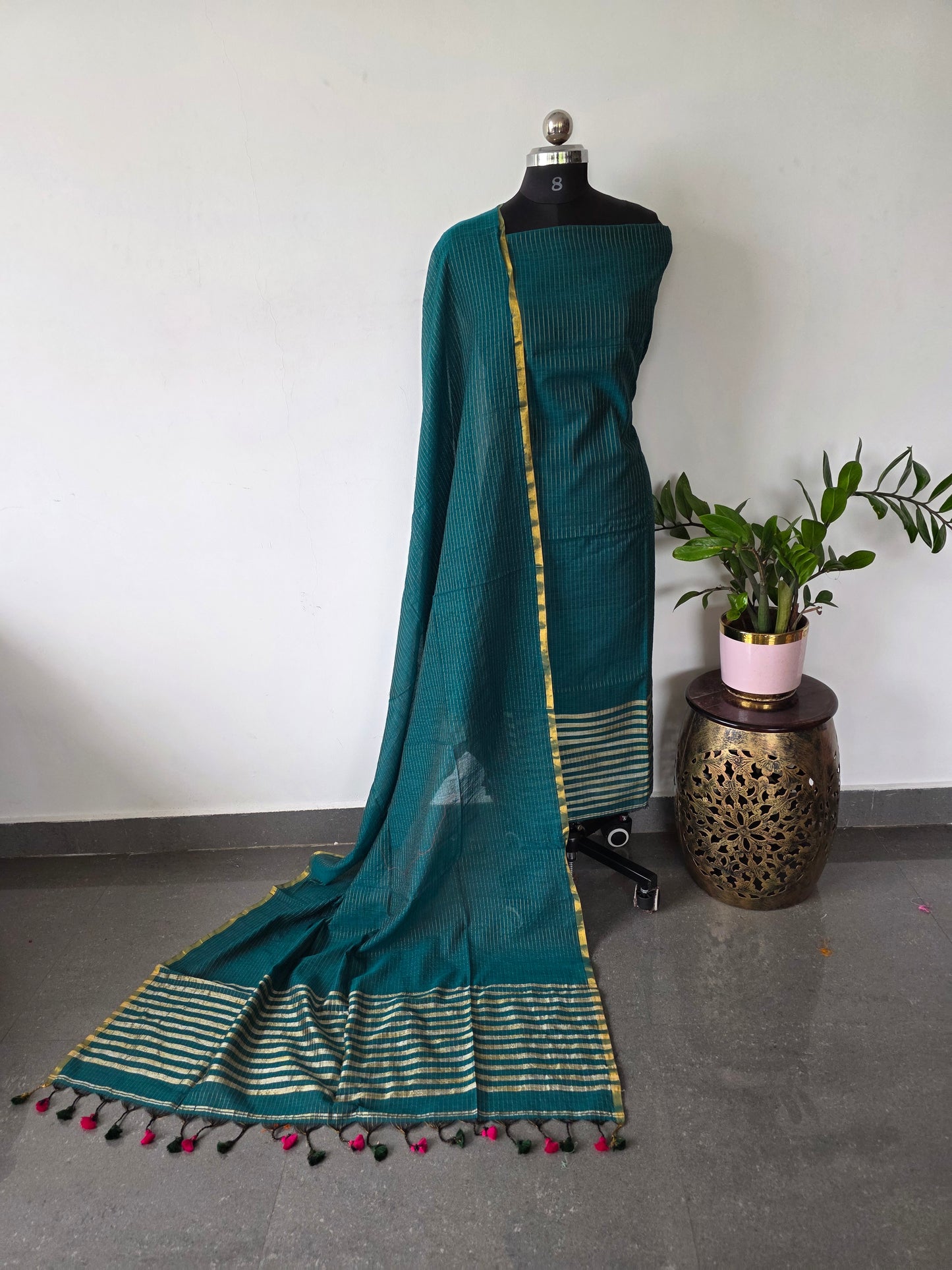 Premium mul khadi zari lines salwar set - MUL286