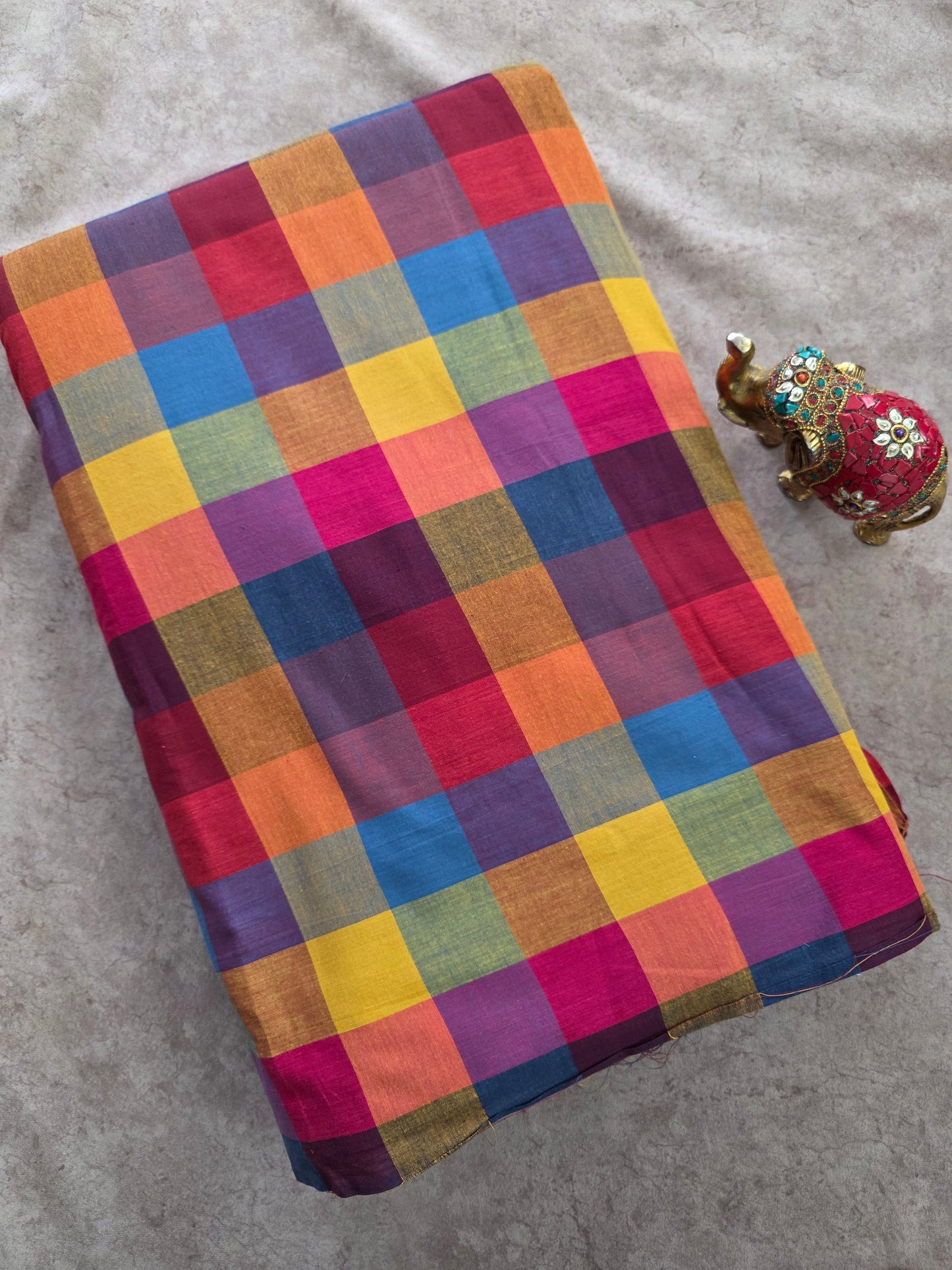 Madras kattam prewashed textured running material (2 inches*2 inches) -MD116