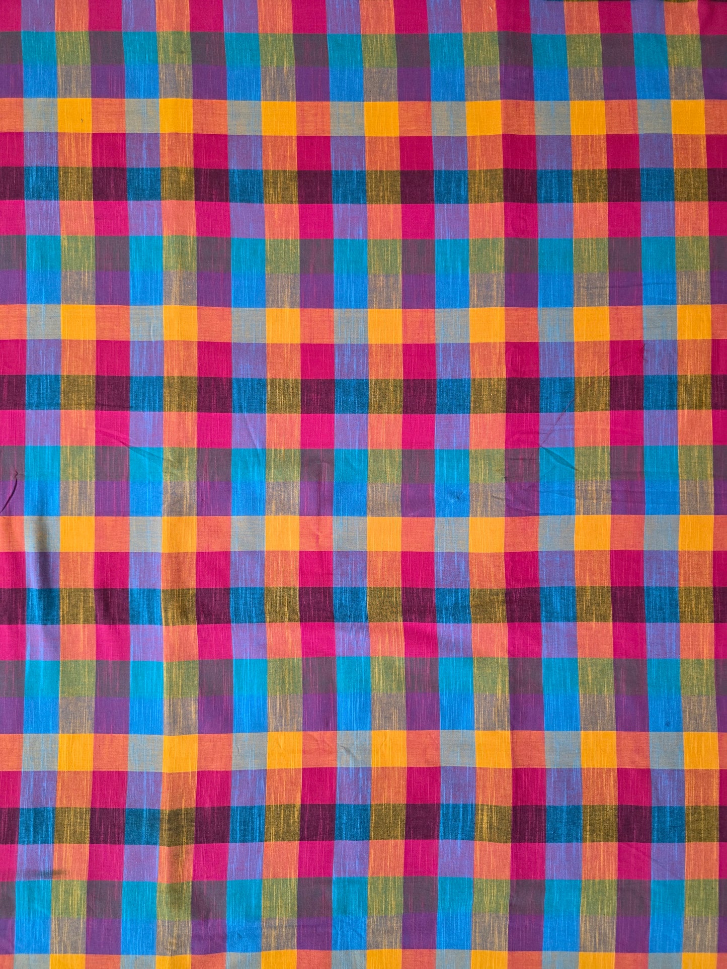 Madras kattam prewashed textured running material (1 mtr) - MD28 (2 inches*2 inches)