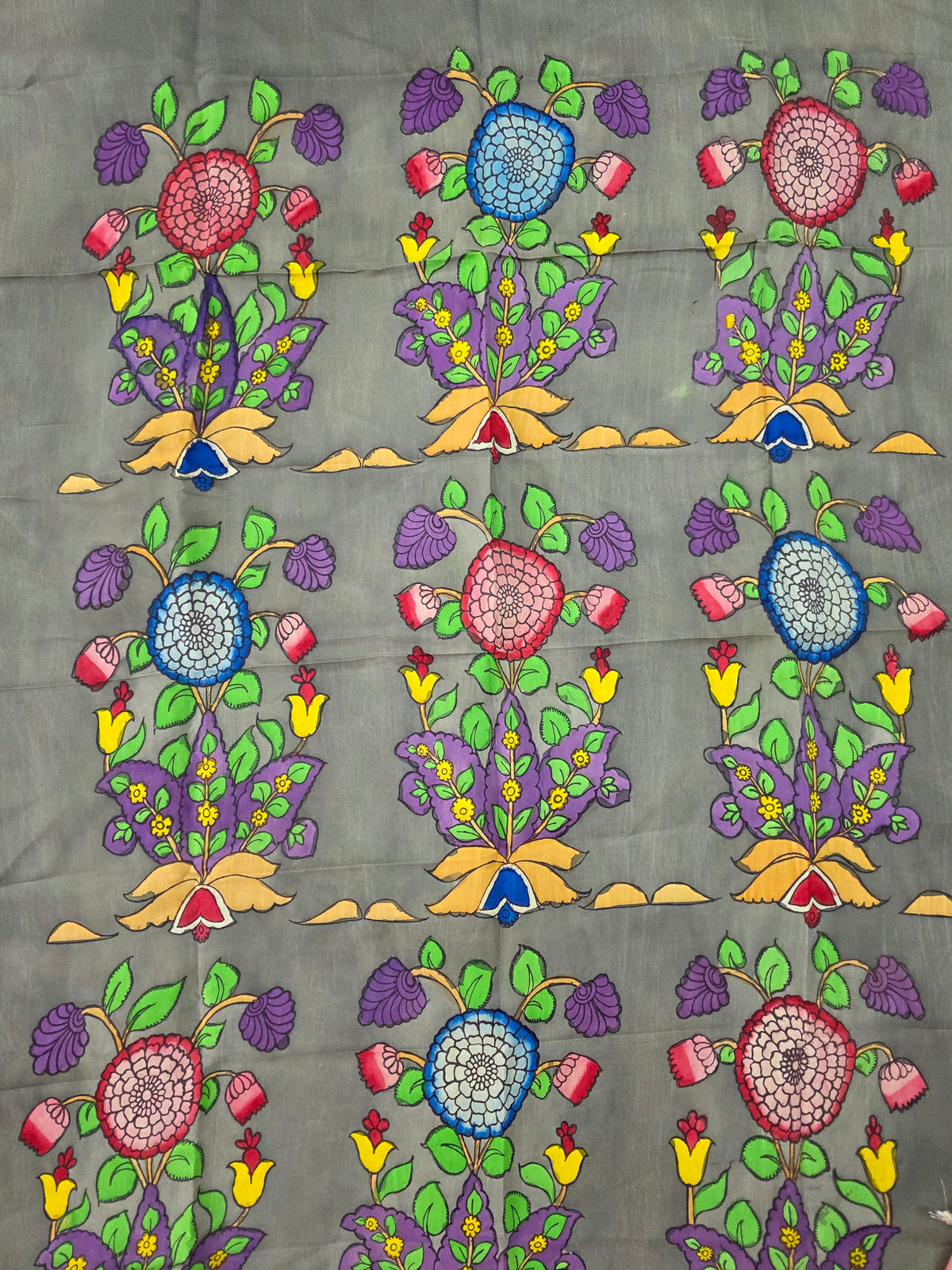 Kalahasthi Handcrafted Penkalamkari bangalore silk set -KH276