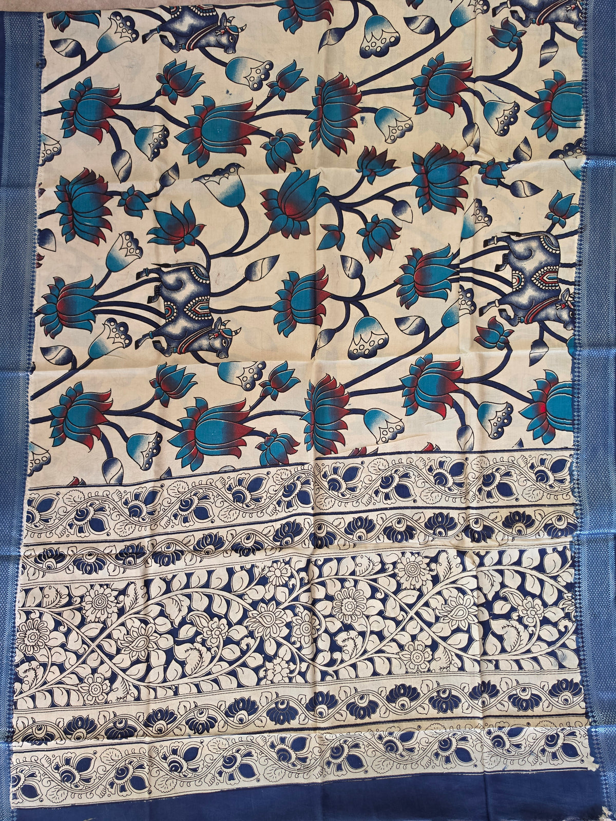 Handcrafted chennuri silk kalamkari duppatta -AK602