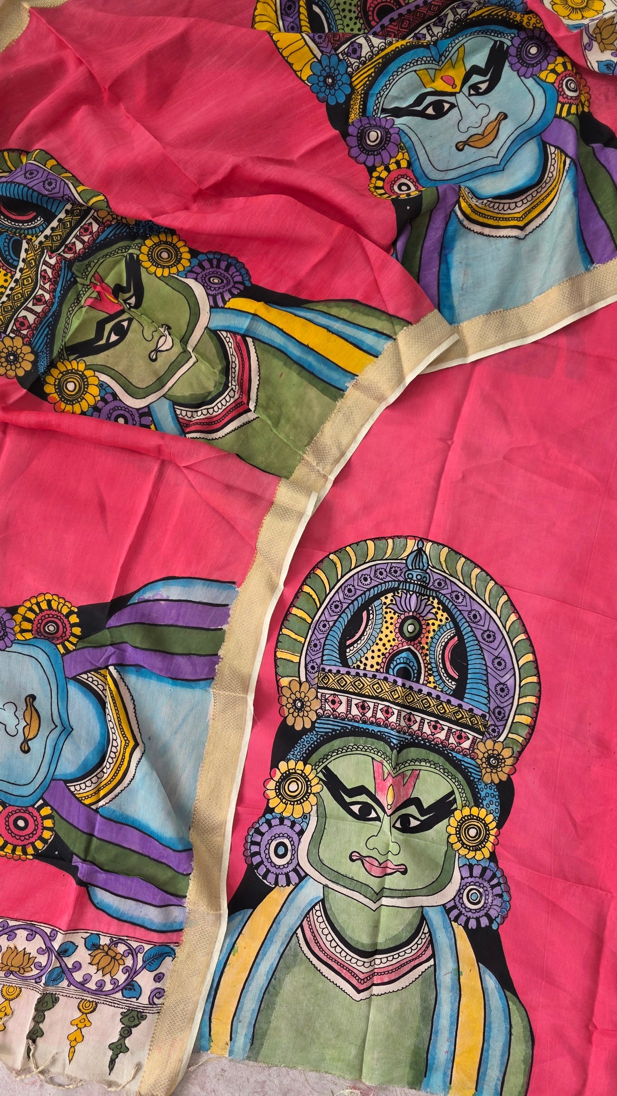 Kalahasthi Handcrafted Penkalamkari bangalore silk set -KH258