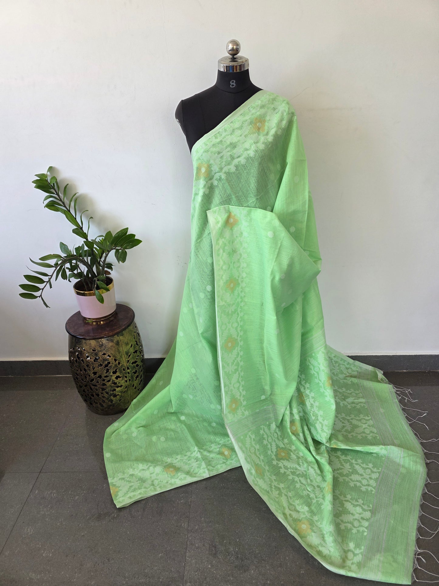 Silk cotton jamdhani saree - BB371