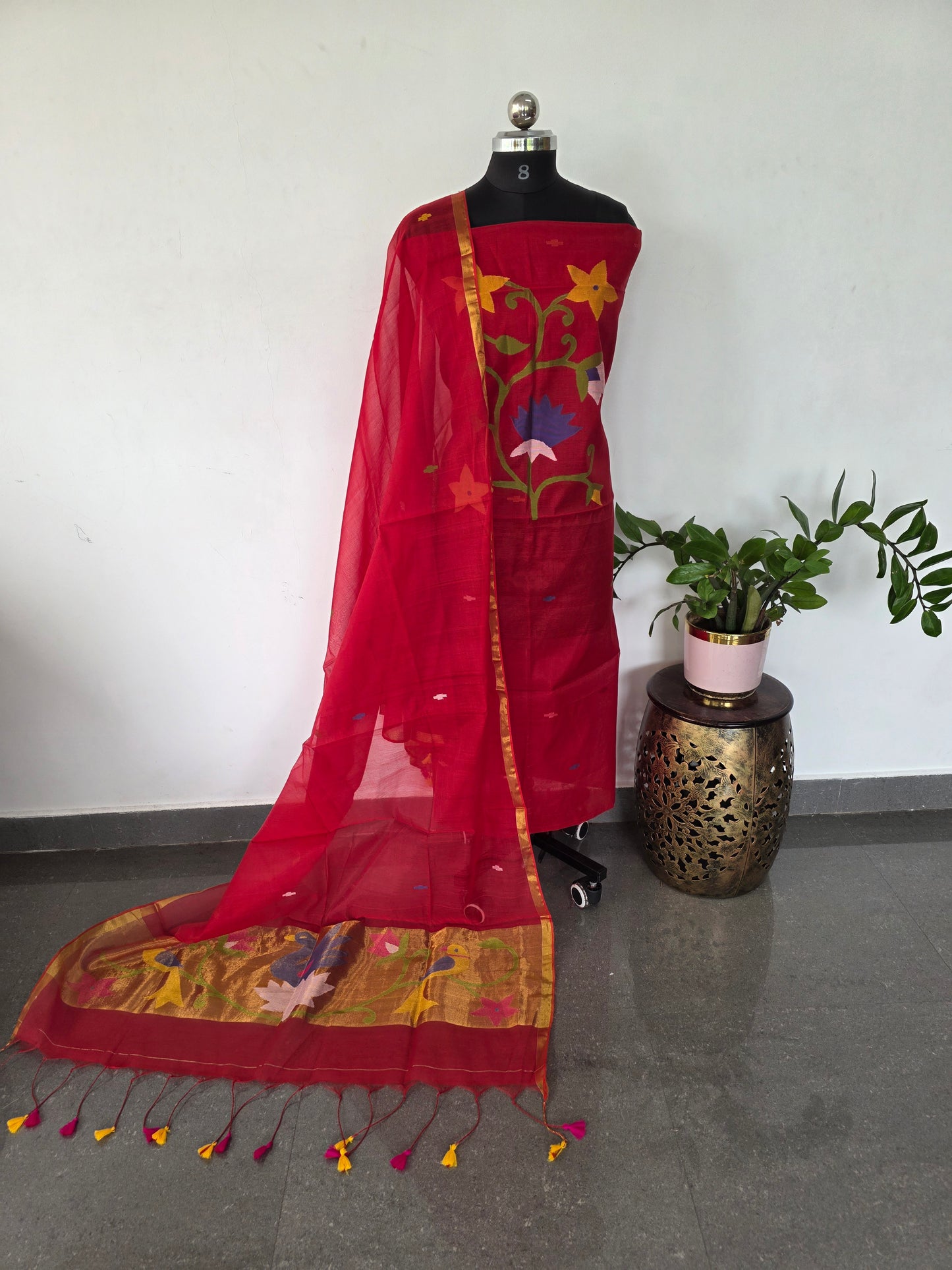 Handloom muslin paithani jamdhani set - JMM368
