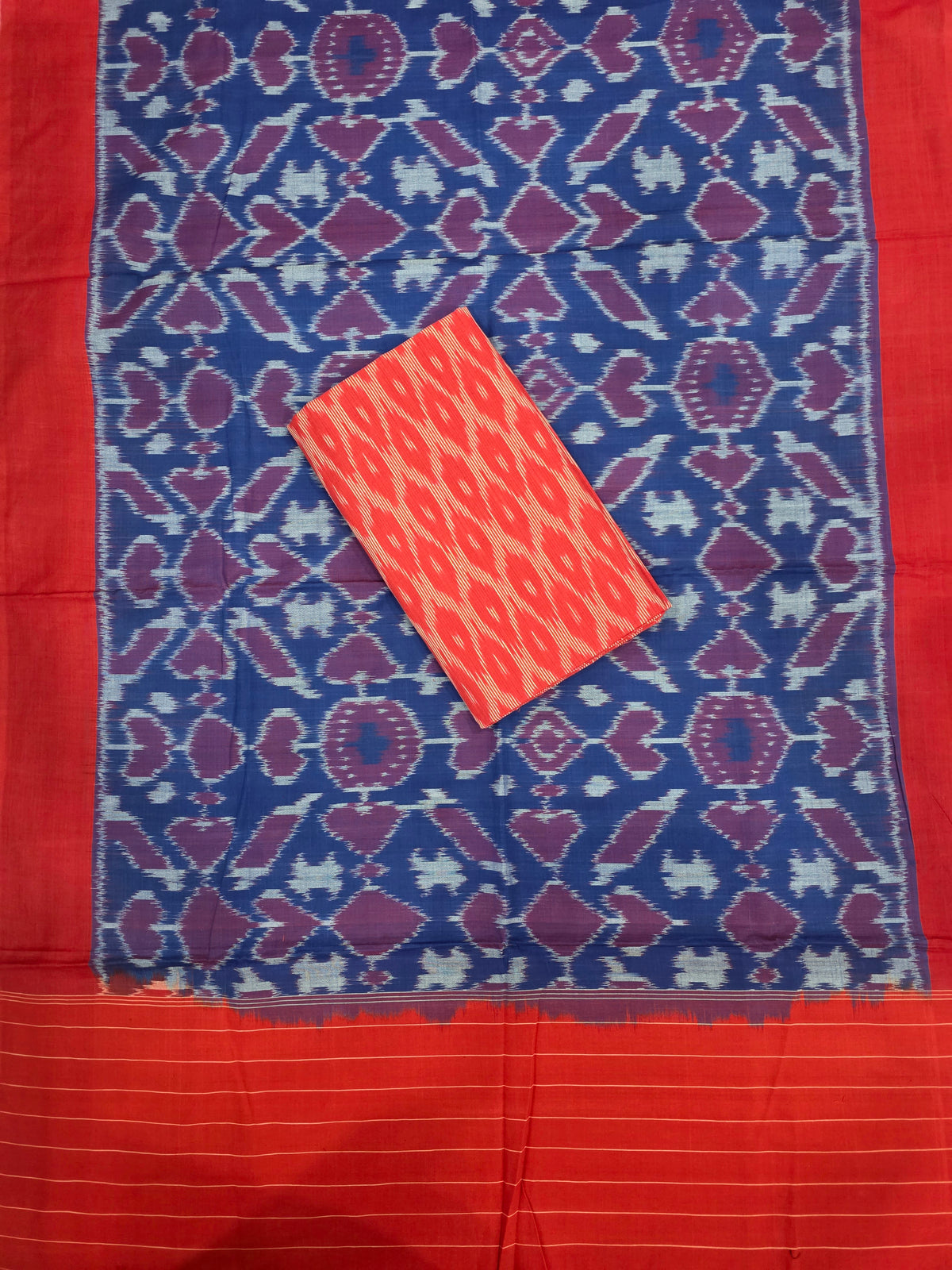 Ikkat cotton with Handloom Mercerised ikkat duppatta - WW860