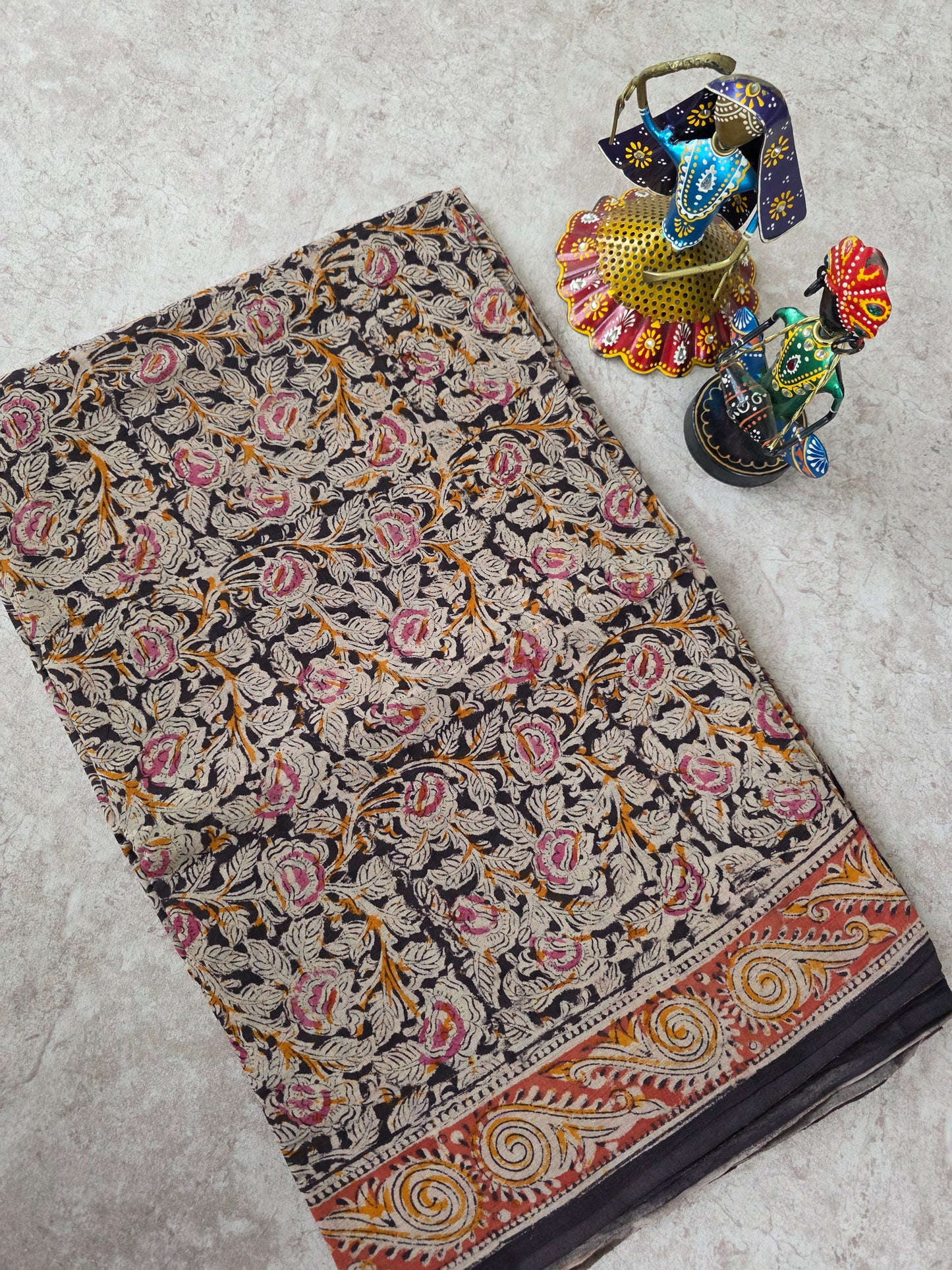 Handblock pure kalamkari cotton saree  - HS14