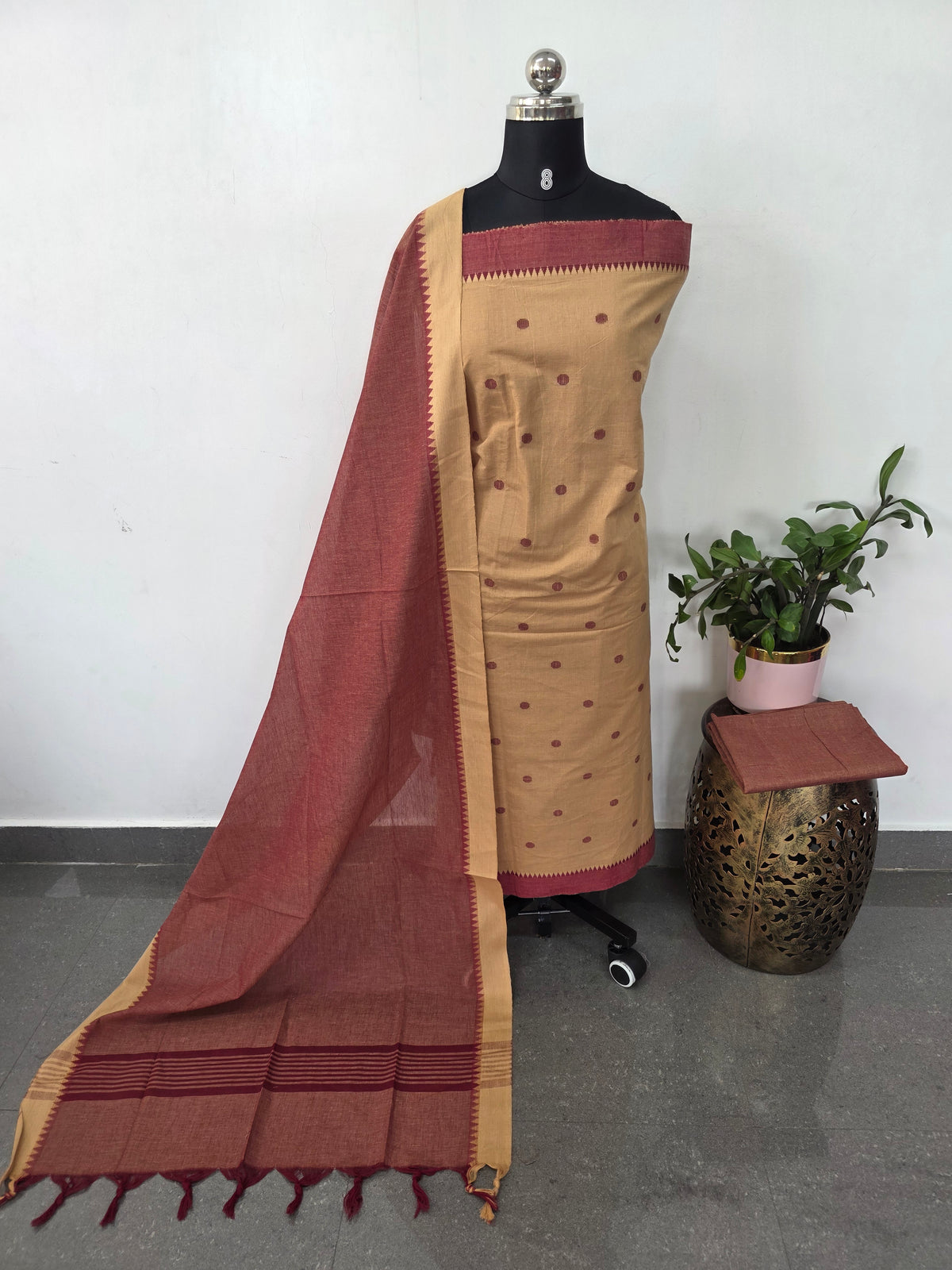 Temple border coin butta south cotton set - HA138