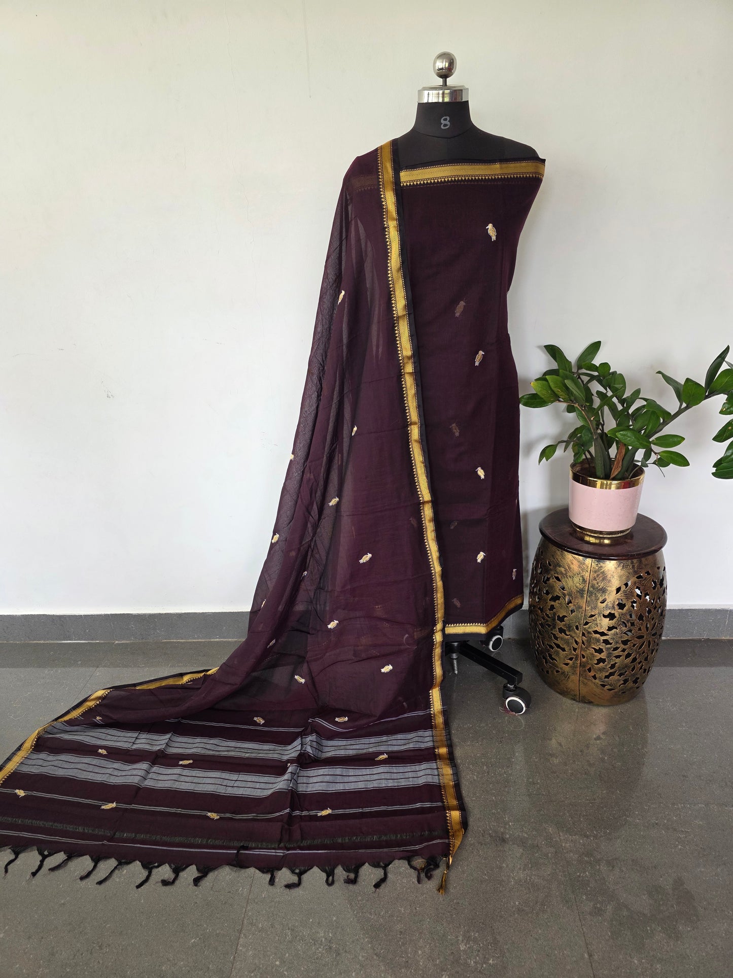 Vanamala Parrrot Embroidery Narayanapet salwar set (4.5 mtrs) - Na458