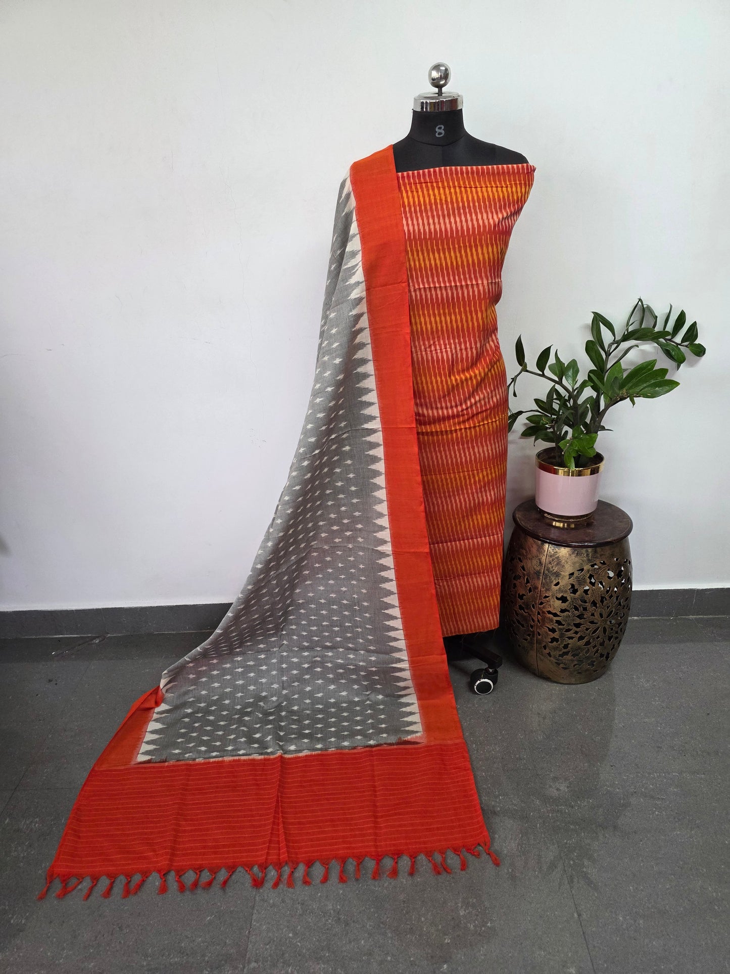 Handloom Mercerised ikkat cotton salwar set - KK182