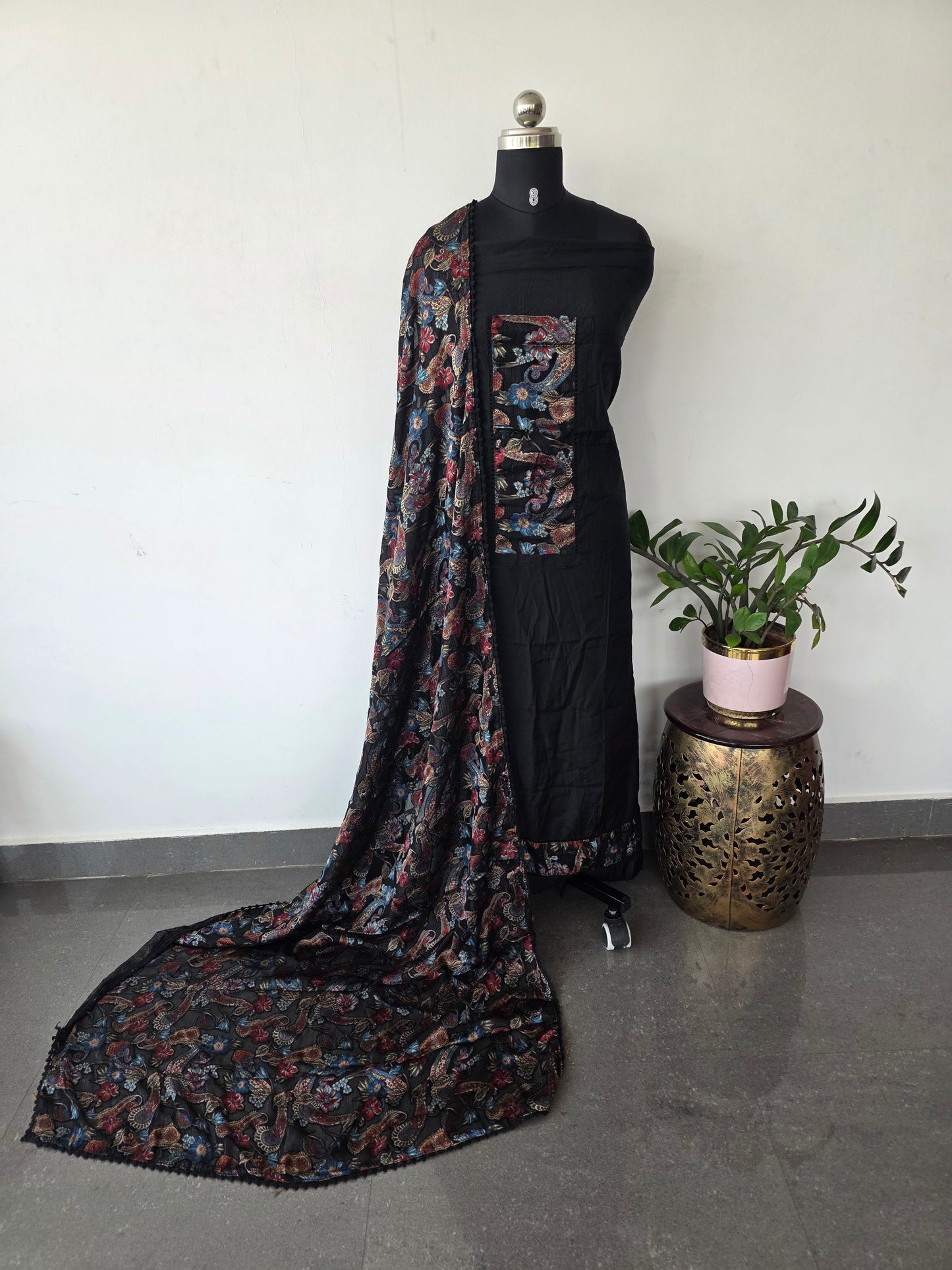Fancy silk with brasso duppatta- DM109