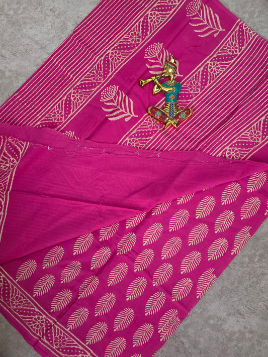Handblock Jaipuri pure cotton saree - JA511