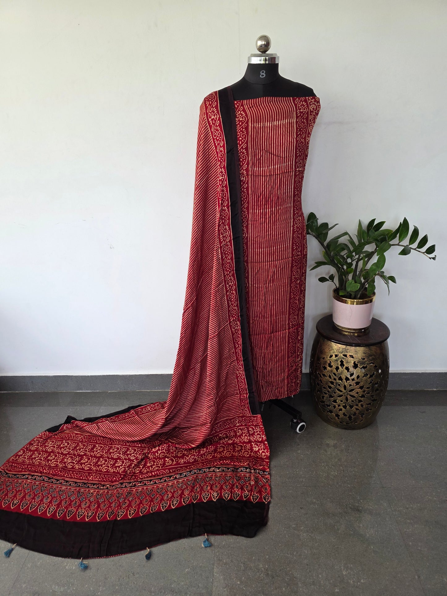 Handcrafted ajrakh modal silk set - HZ200