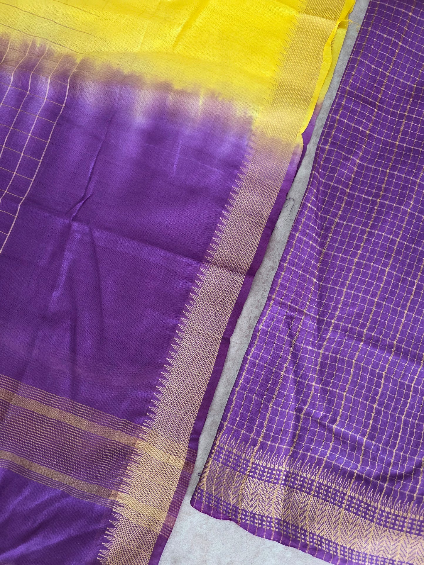 Checked Bhagalpuri fusion mangalagiri silk set - BA531