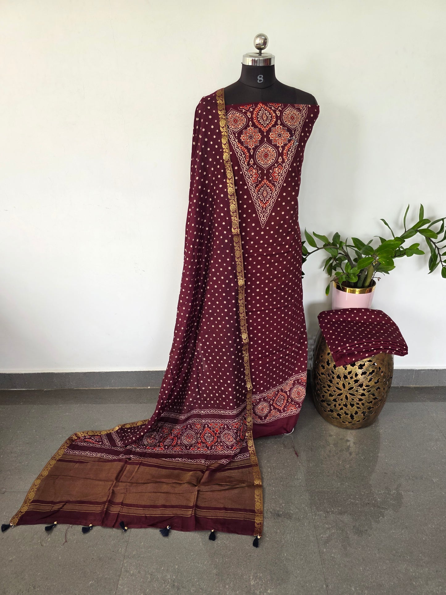 Handcrafted Satin cotton ajrakh salwar- HZ133