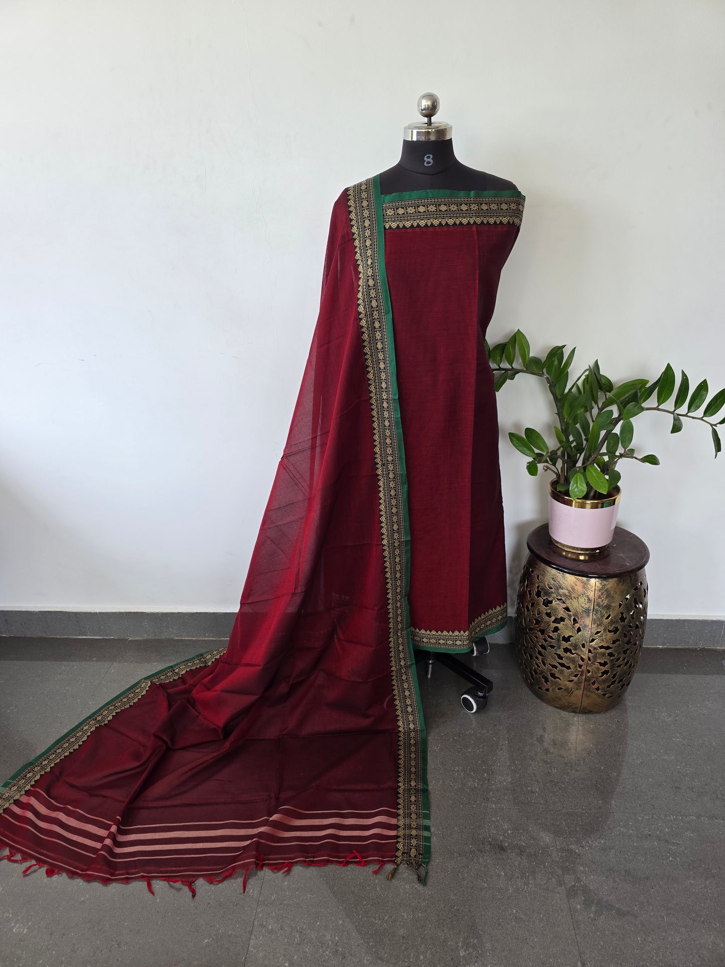 Mercerised narayanapet salwar set (4.5 meters)(maroon)- NA354