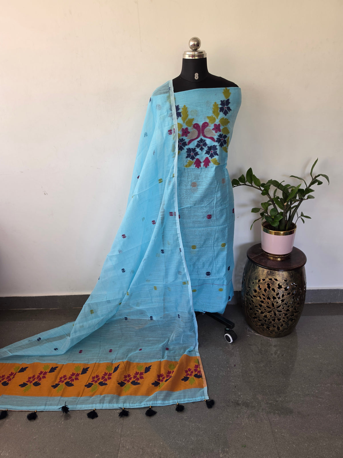 West Bengal Silk cotton jamdhani set - AV391