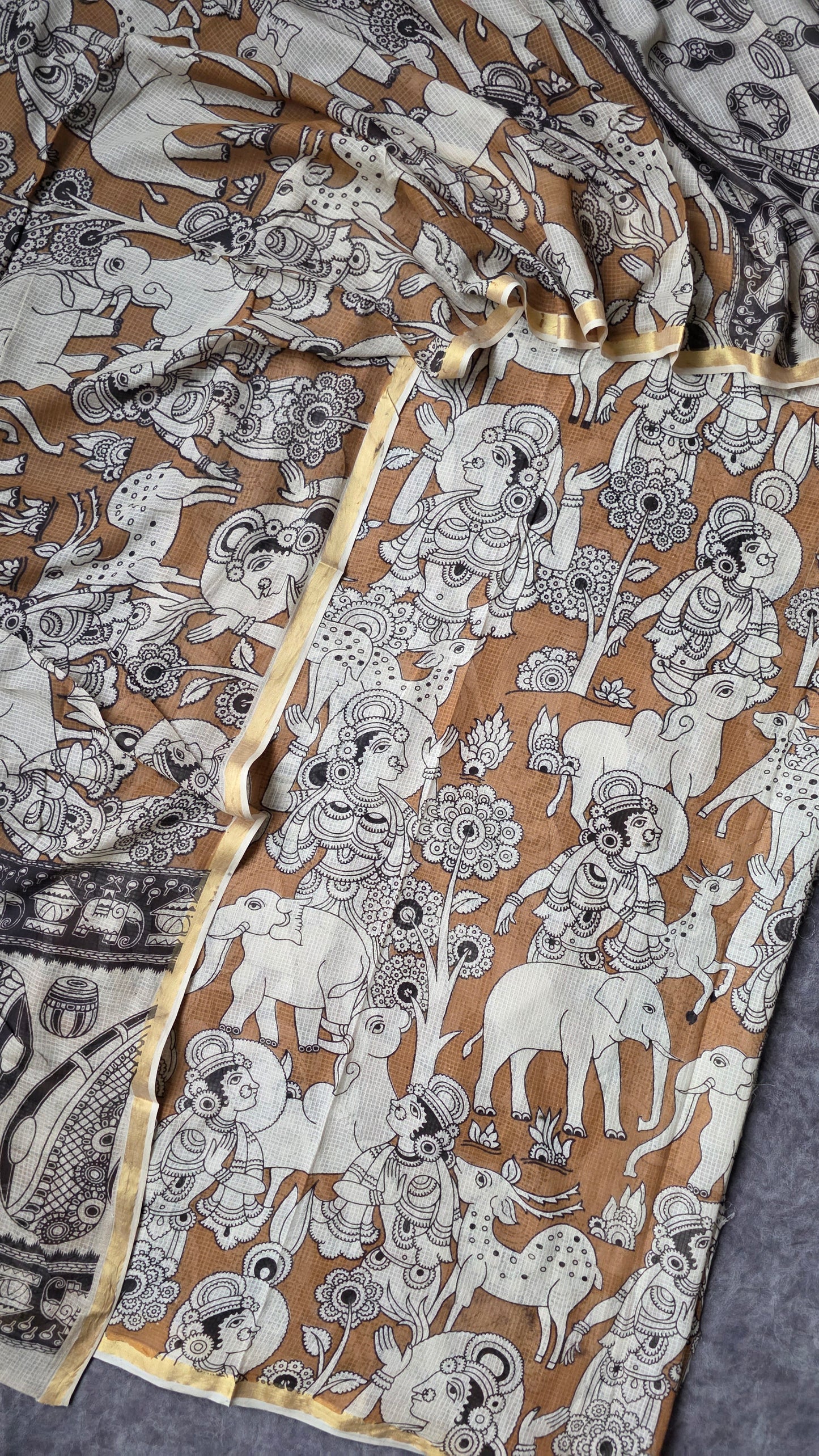 Handcrafted Kota kalamkari set (2 pc set )- AK306