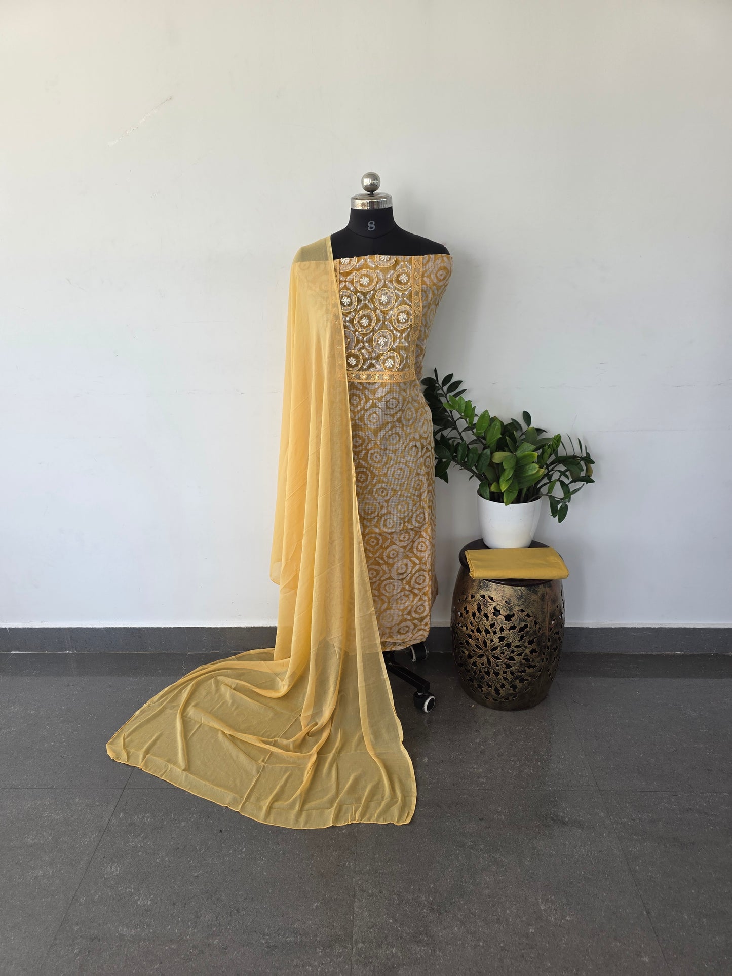 Pure kota set with chiffon shawl - KC4