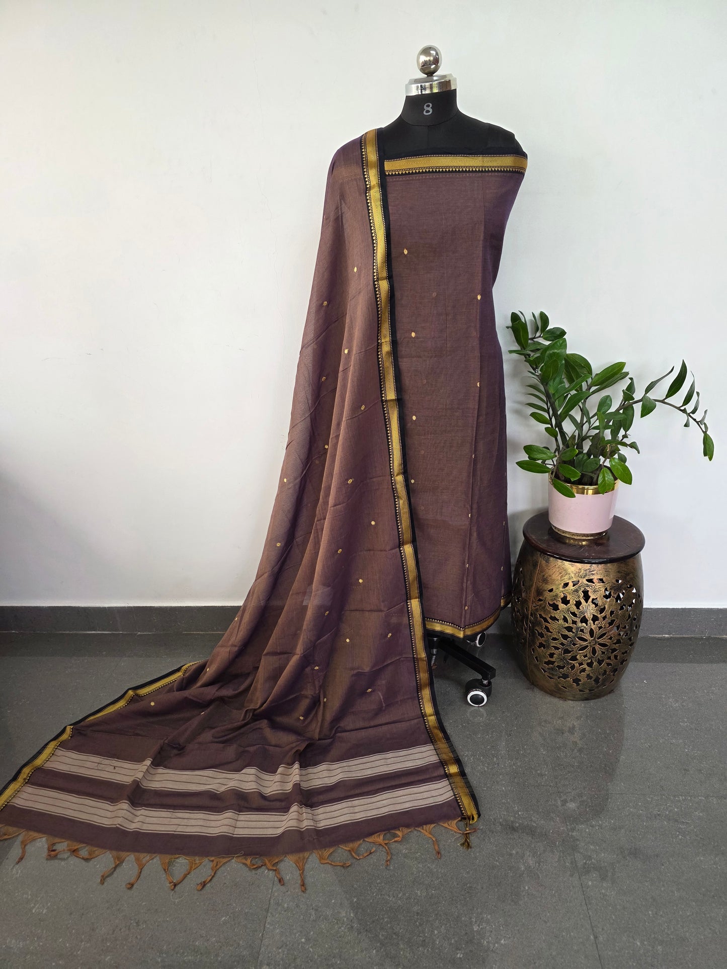 Mercerised narayanapet salwar set with embroidery work (4.5 meters)- NA377