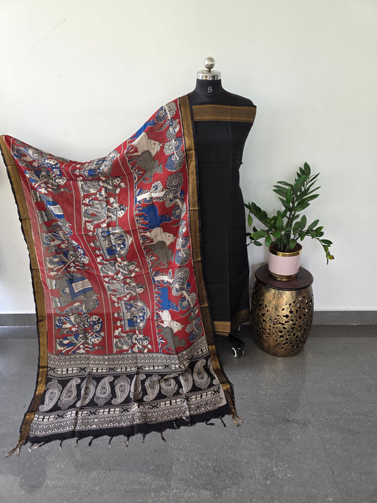 Pure chennuri kalamkari silk duppatta - D15
