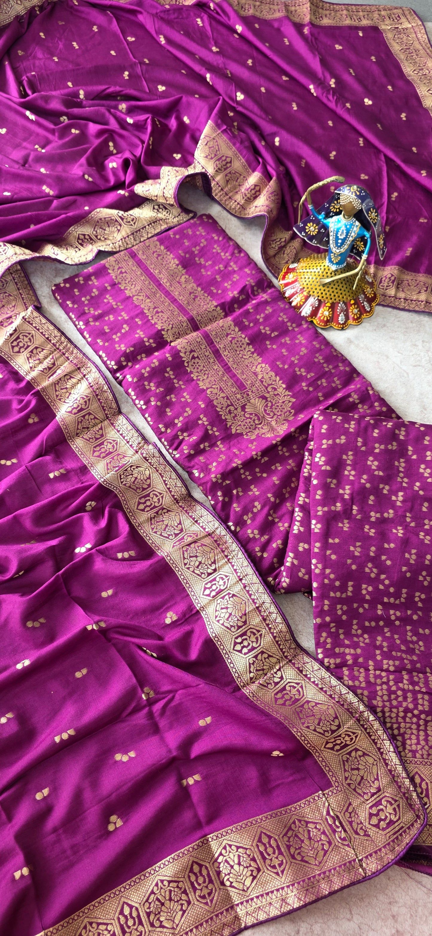 Premium Banarasi soft silk set - violet BS3