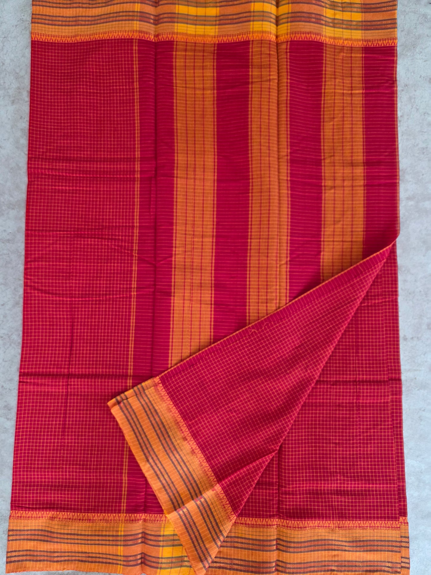 Mercerised checked narayanapet saree - NA194