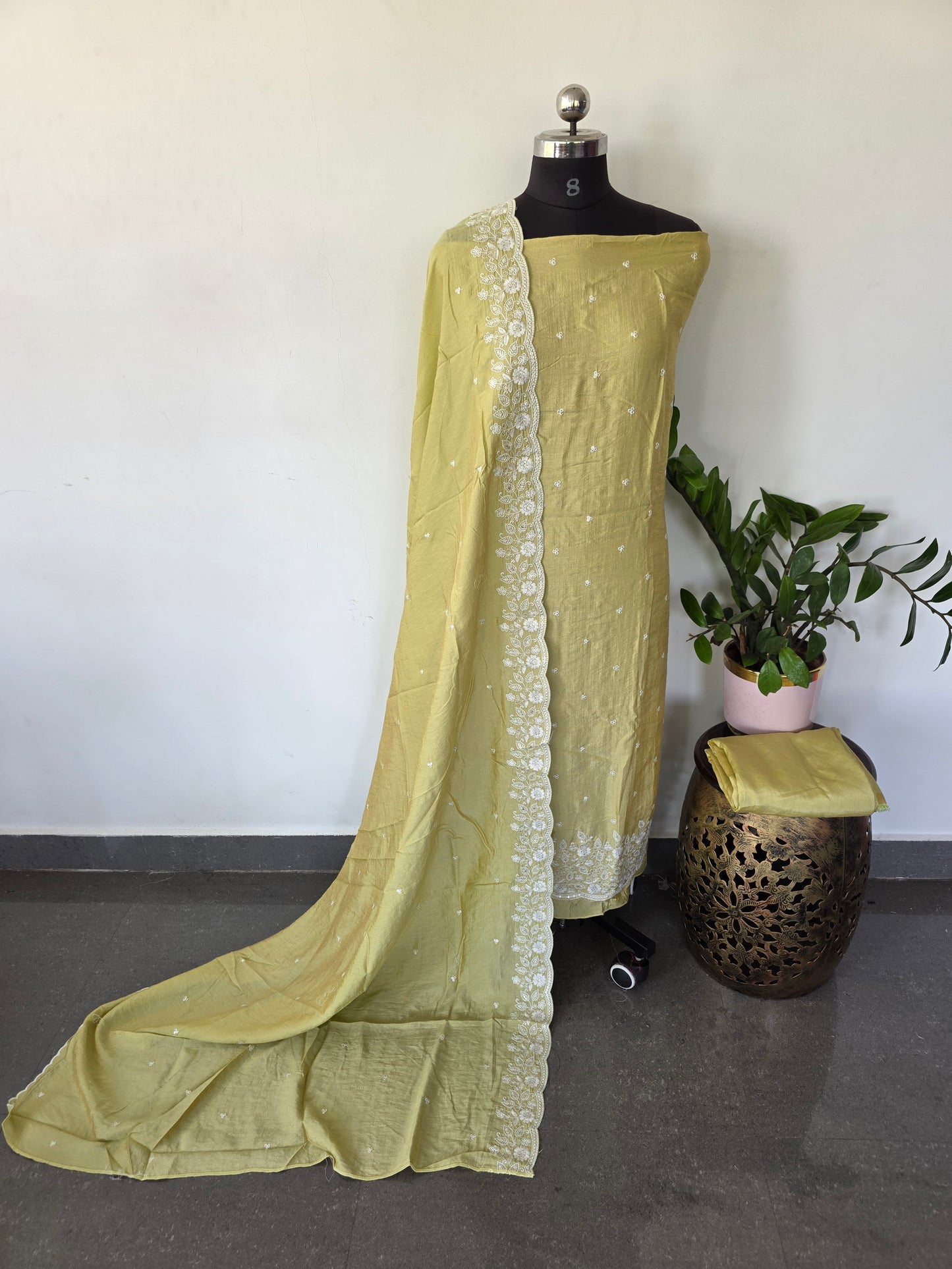Fancy embroidery vichtra silk set - CLA134