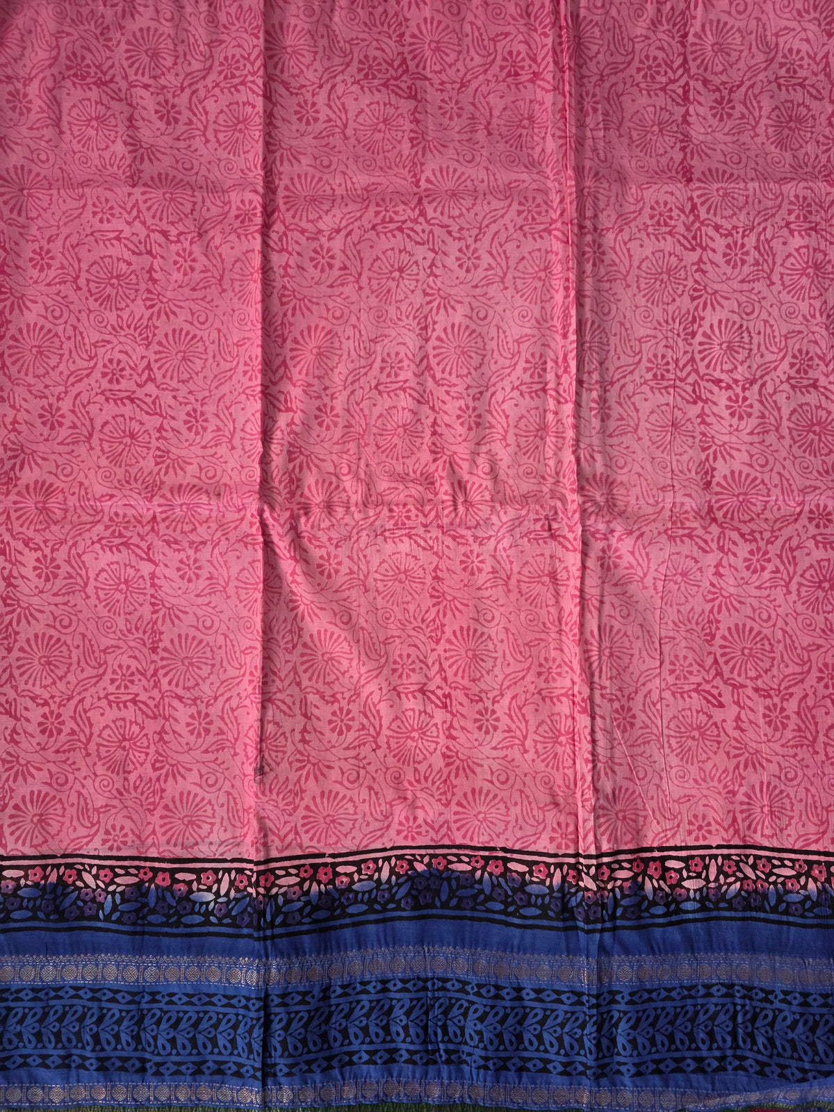 Handblock soft silk set with georgette shawl- GE256