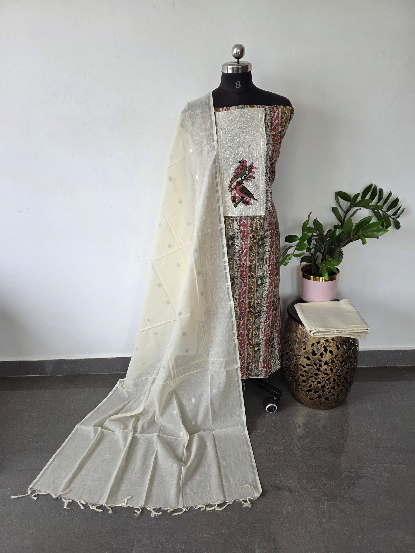 Heavy cotton with embroidery neck work salwar - CLA310