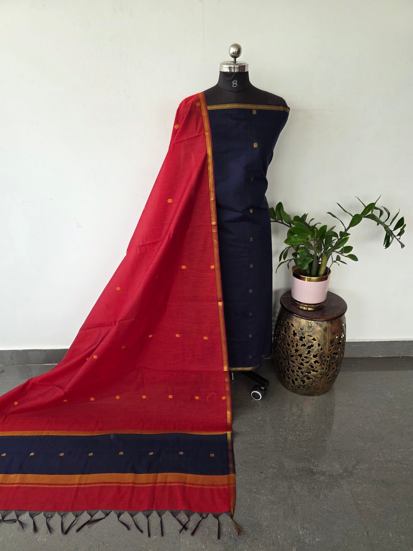 Semi Maheshwari silk salwar set (blue) - SM134