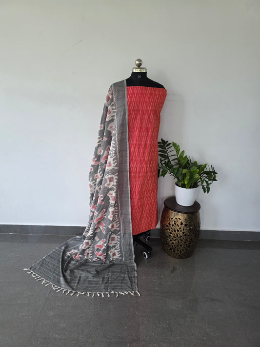 Mercerised ikkat cotton top double ikkat cotton shawl - MI5