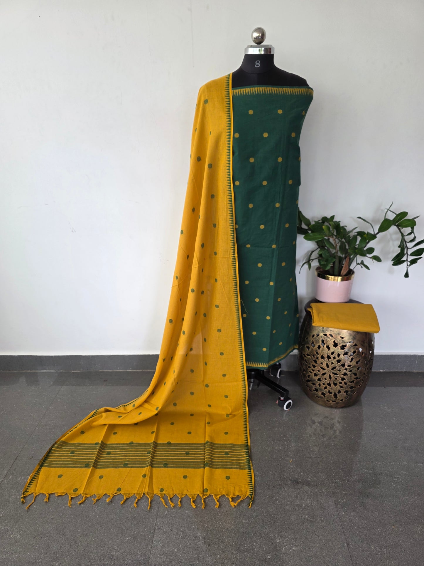 South cotton salwar set with jacquard butta- HA81
