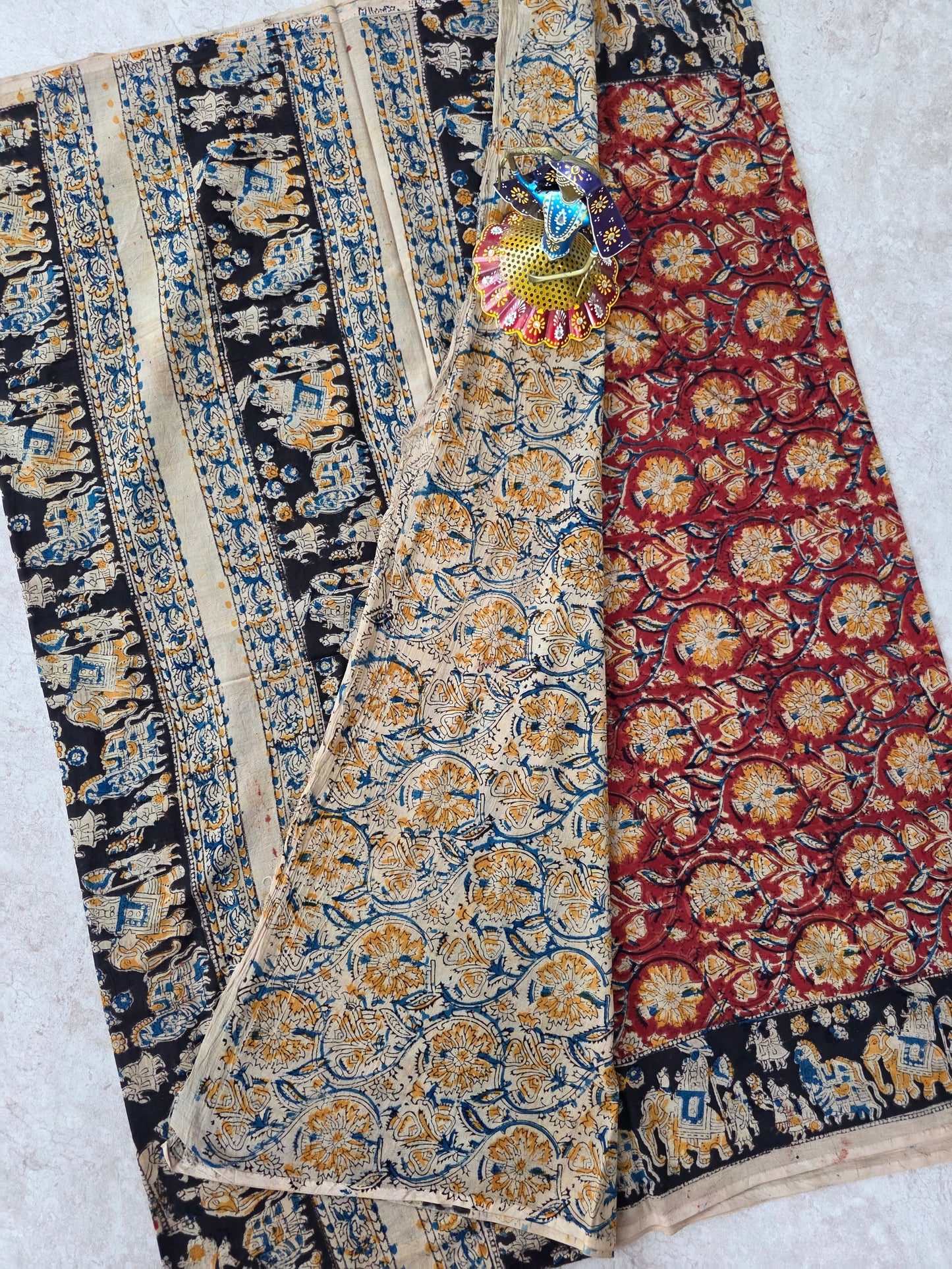 Handblock pure kalamkari cotton saree  - HS13